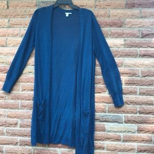 Linen blue long cardigan
